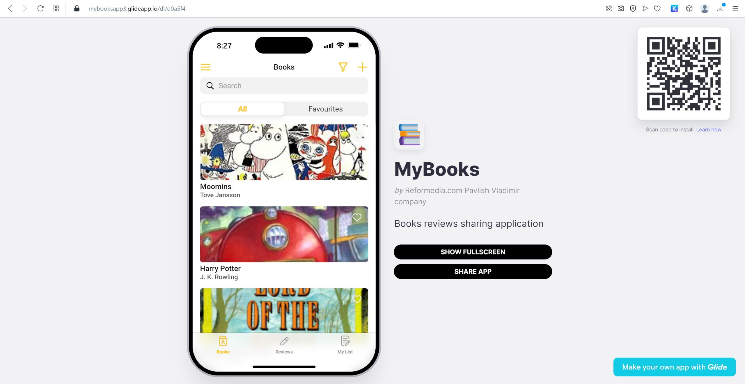 Books reviews mobile application